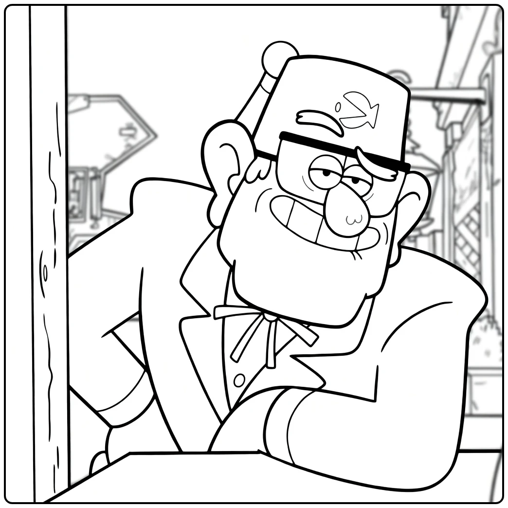 Grunkle Stan Kleurplaat van Gravity Falls oom