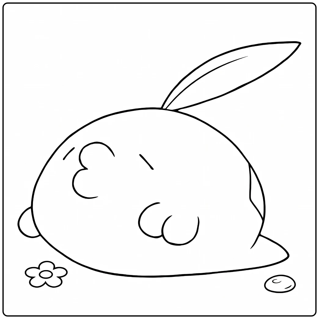 Gulpin Kleurplaat: schattige slapende Gulpin met bloem