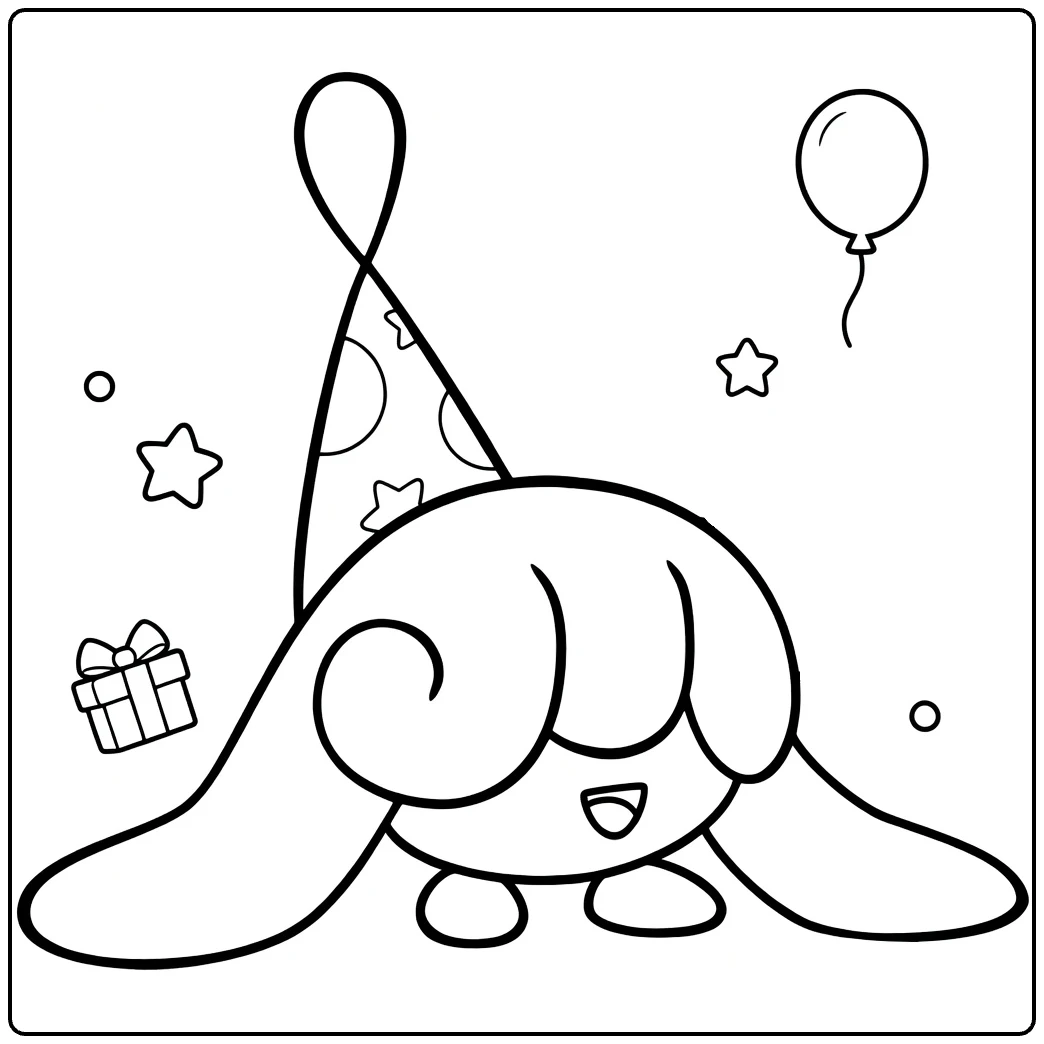 Hatenna Kleurplaat feestmuts ballon cadeau Pokémon