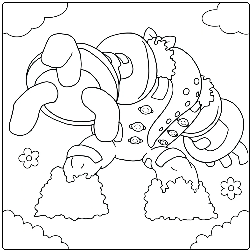 Heatran Kleurplaat: Pokémon met ringen, wolken en bloemen