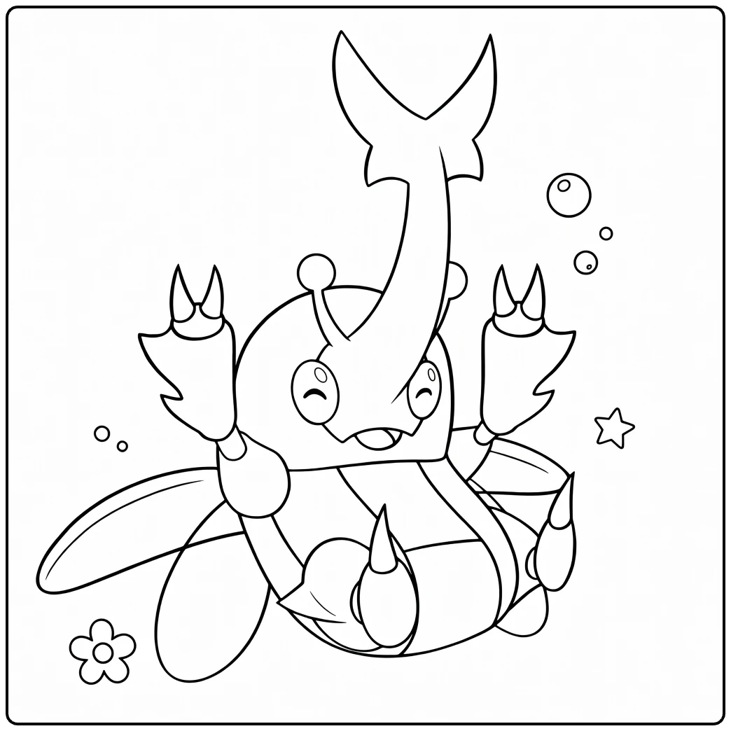 Heracross Kleurplaat: schattige Pokémon met hoorn en bubbels