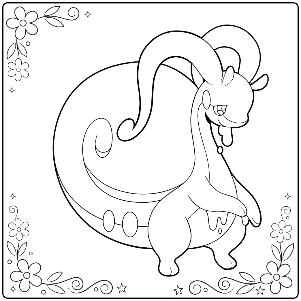 Hisuian Goodra Kleurplaat: stoere Pokémon lijntekening