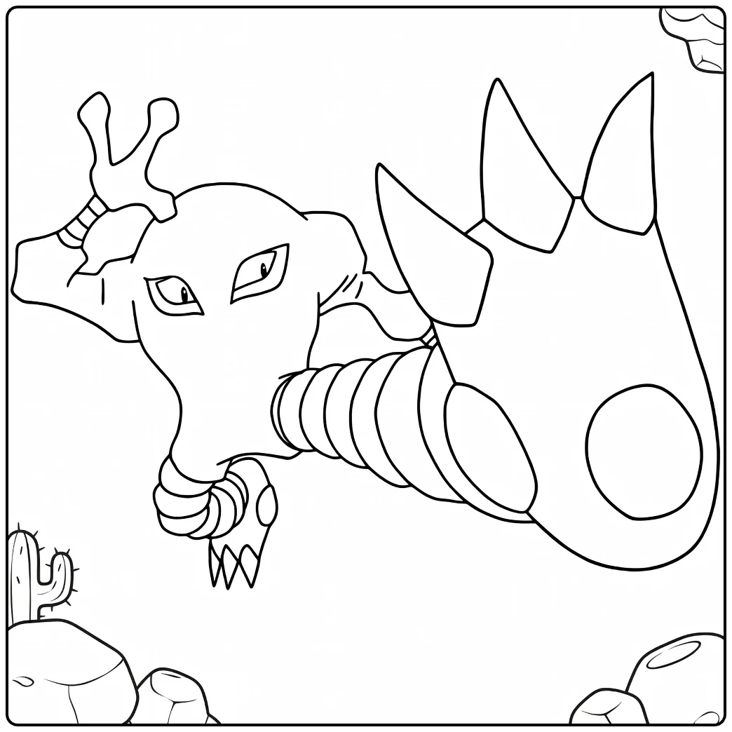 Hitmonlee Kleurplaat Pokémon vechter in actie met cactussen