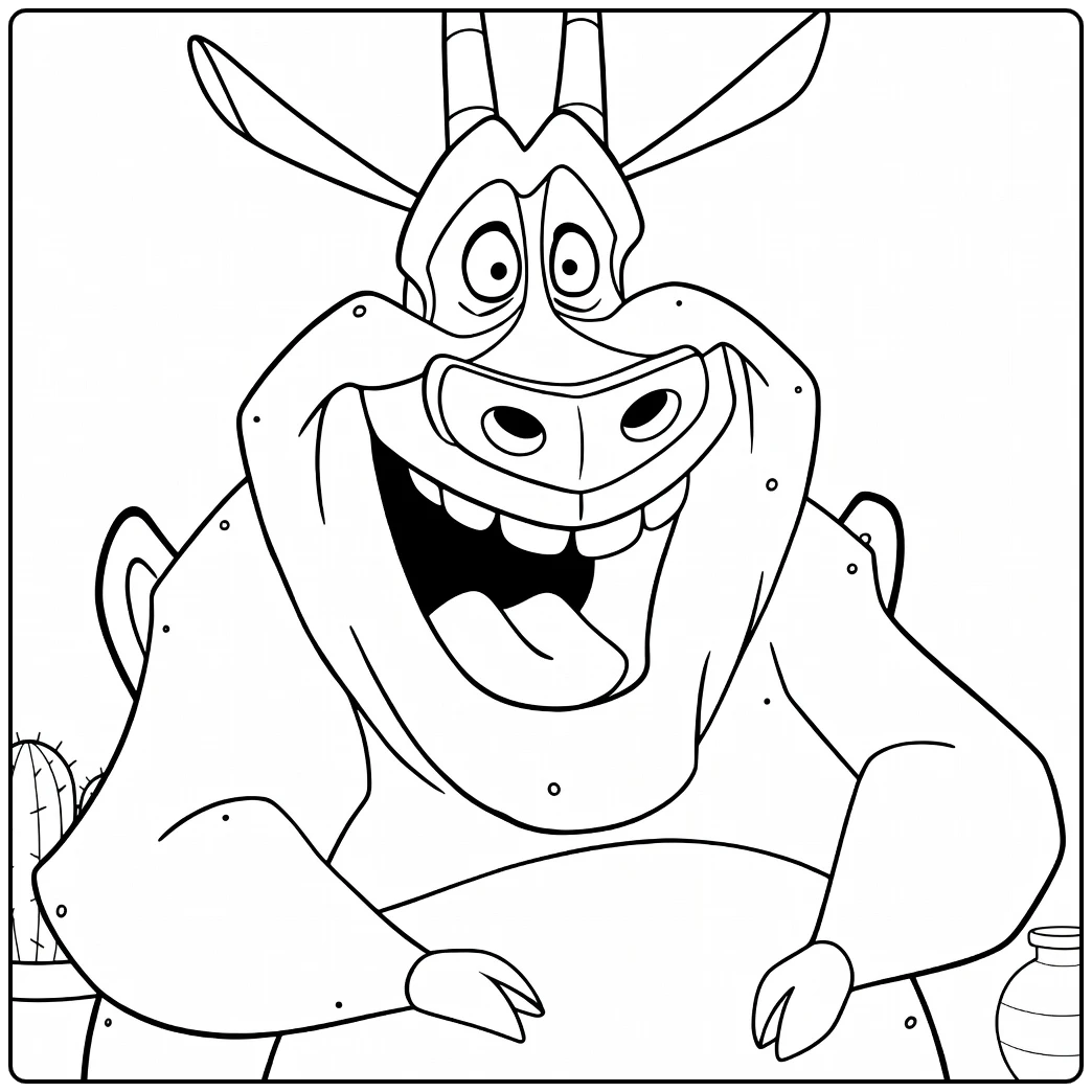 Hugo Kleurplaat grappig monster met hoorns en tong
