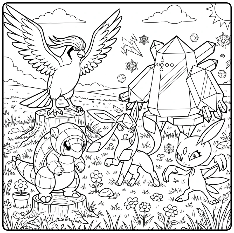 ijs pokemon kleurplaat: leuke ijstijger tekening kids