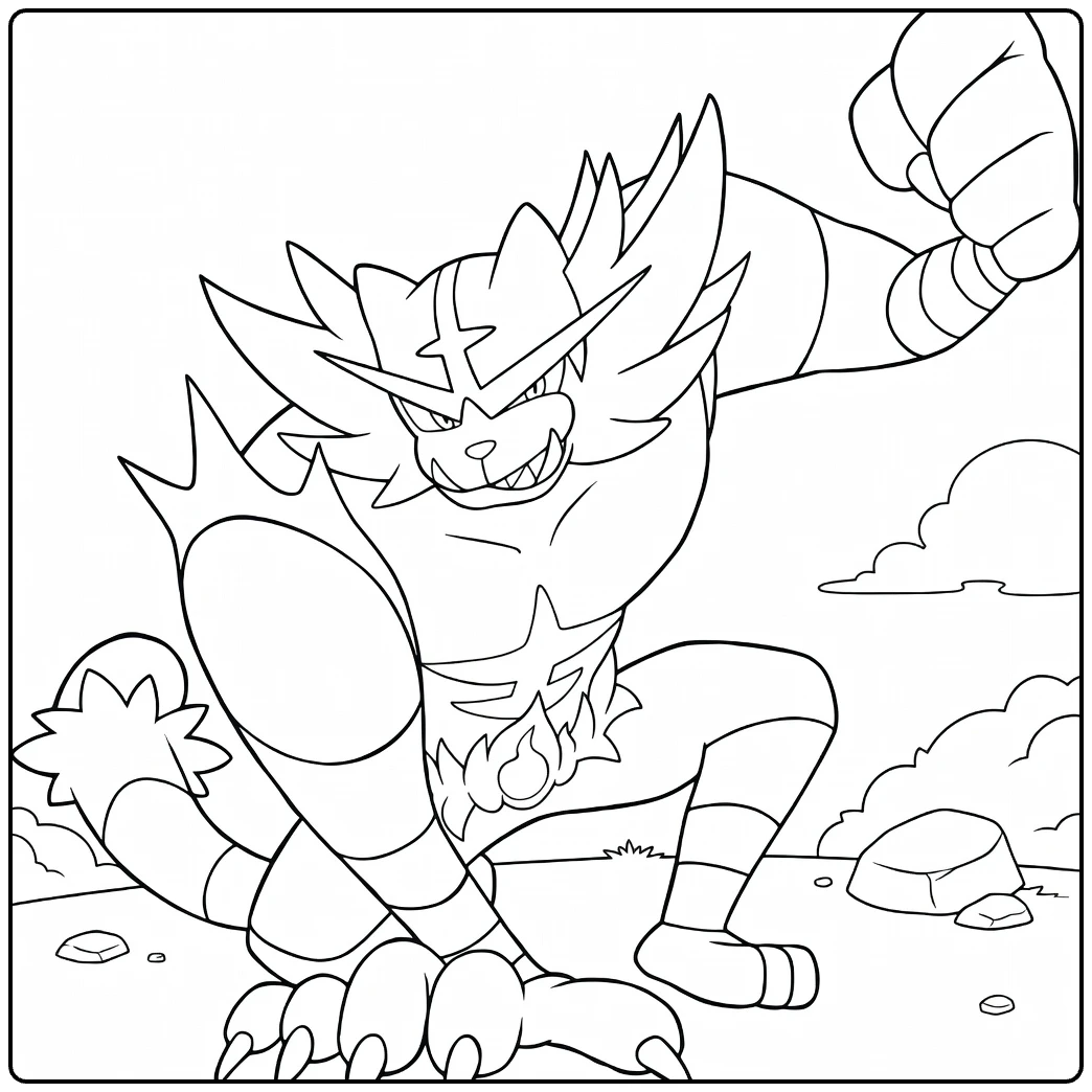 Incineroar Kleurplaat: stoere vuiststoot Pokémon
