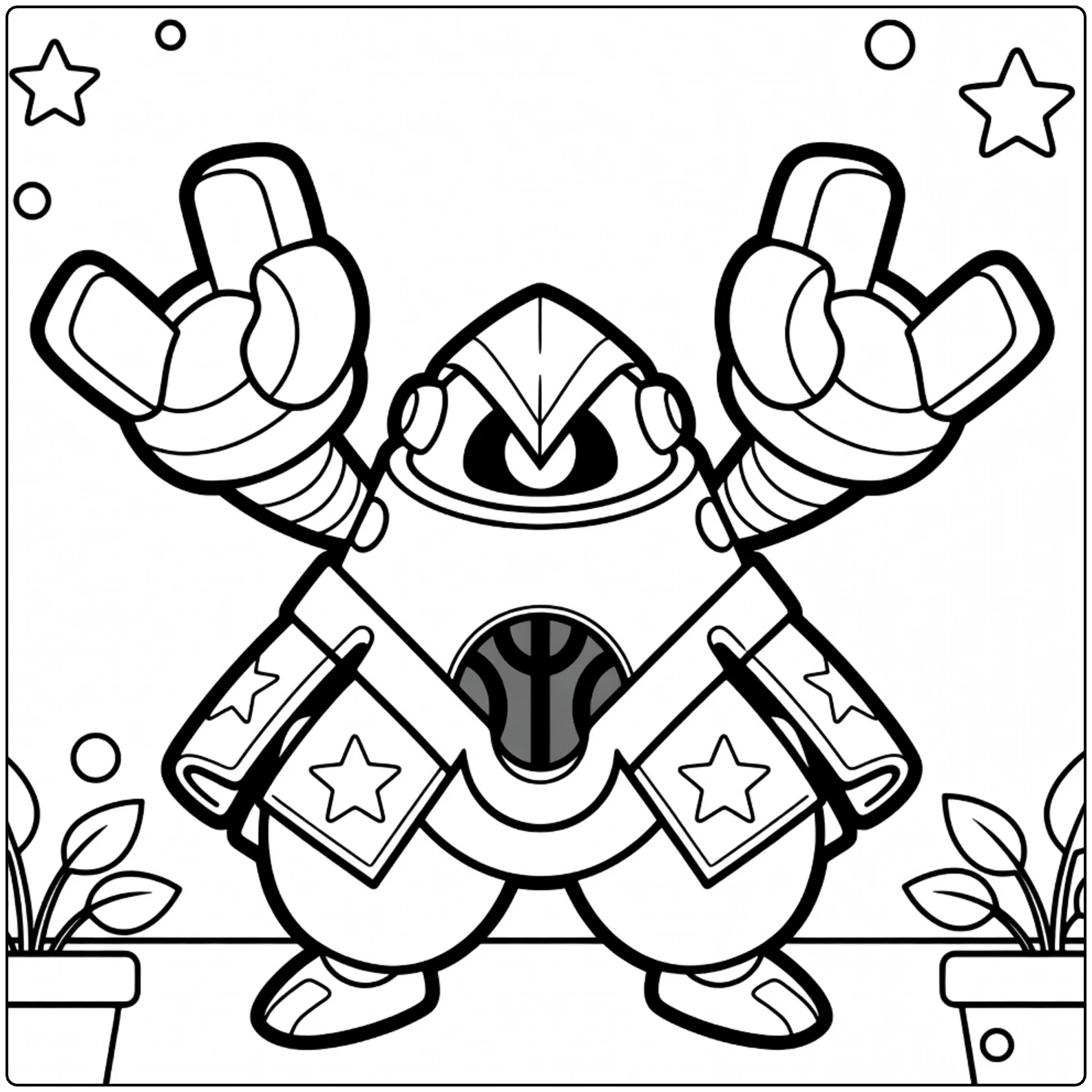 Iron Hands Kleurplaat: stoere Pokémon robot met vuisten
