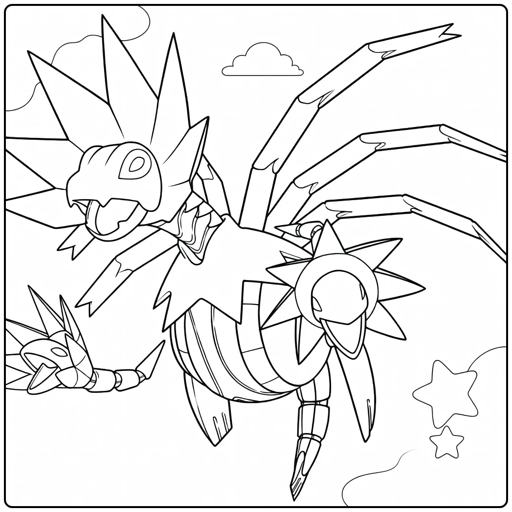 Iron Jugulis Kleurplaat: vliegende mechanische Pokémon