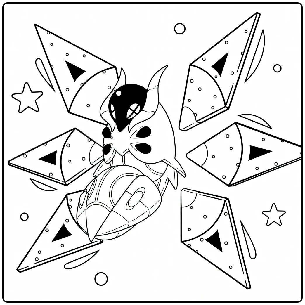 Iron Moth Kleurplaat - Futuristische Pokémon mot te kleuren