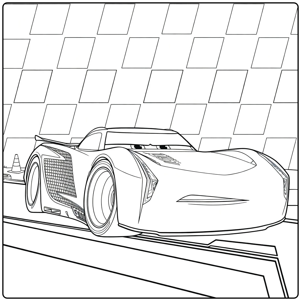 Jackson Storm Kleurplaat raceauto Cars 3