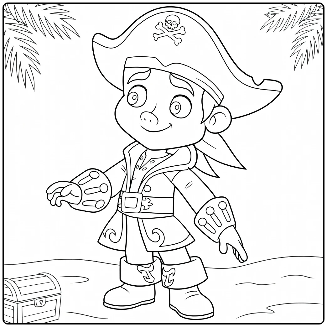 Jake and the Never Land Pirates Kleurplaat met schatkist