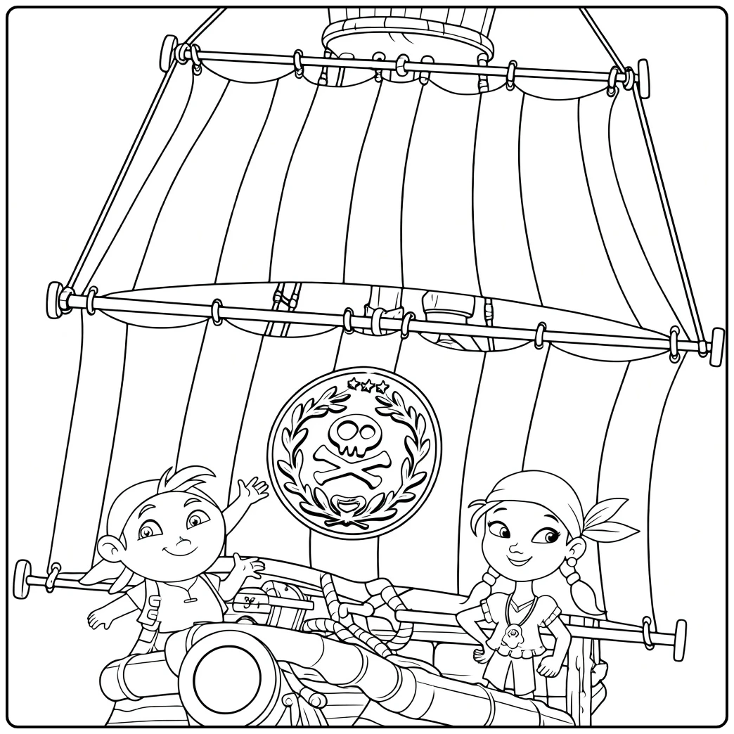 Jake and the Never Land Pirates Kleurplaat met Jake en Izzy