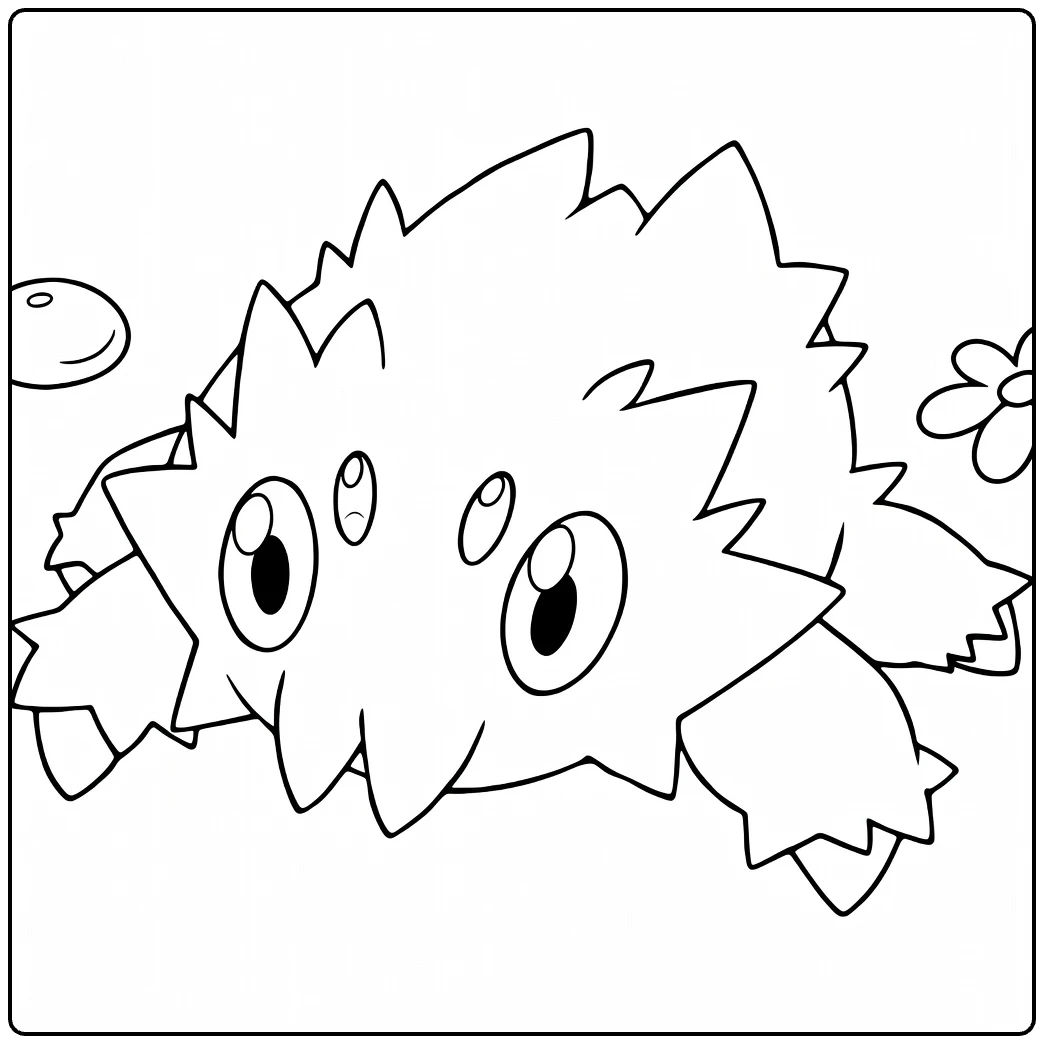 Joltik Kleurplaat: pluizige Pokémon met grote ogen