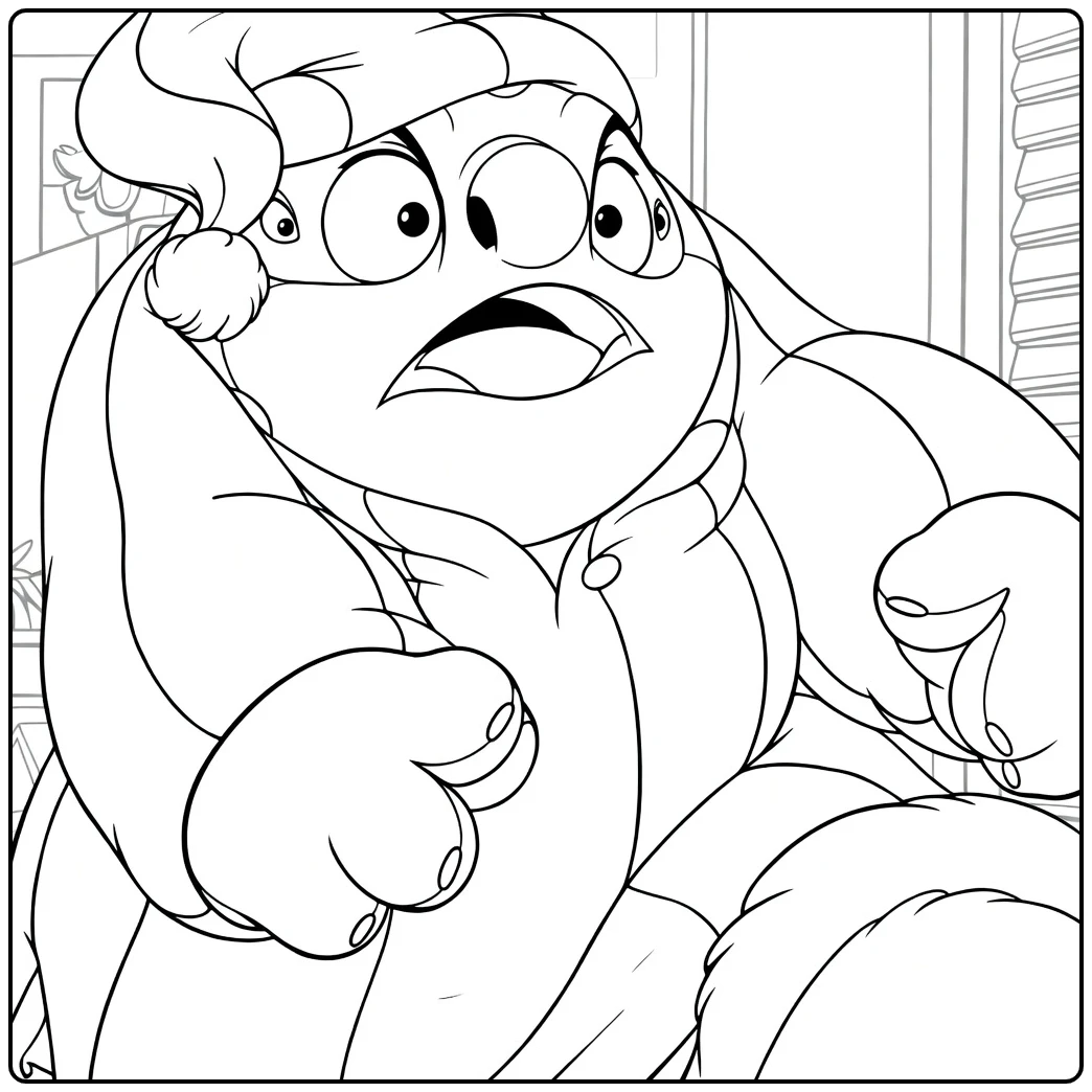 Jumba Kleurplaat van gespierde cartoon met grote ogen