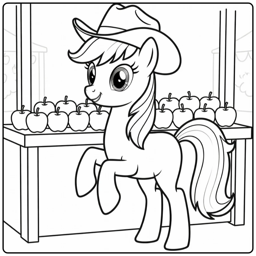 kleurplaat my little pony applejack runt appelenoogstkraam