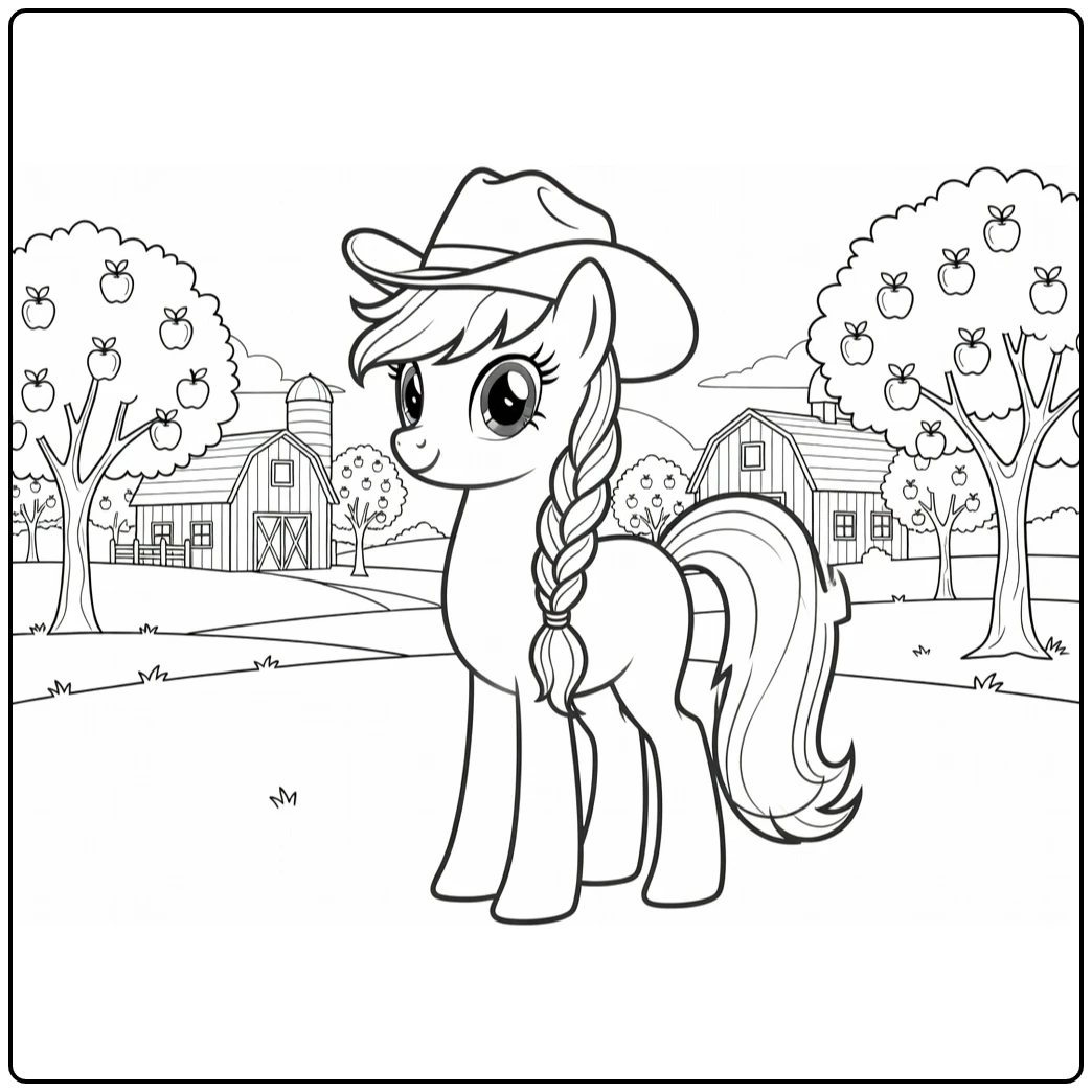 kleurplaat my little pony applejack bij zonsondergang