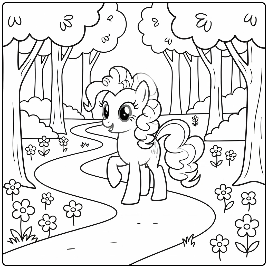 kleurplaat my little pony pinkie pie verkent magisch bos