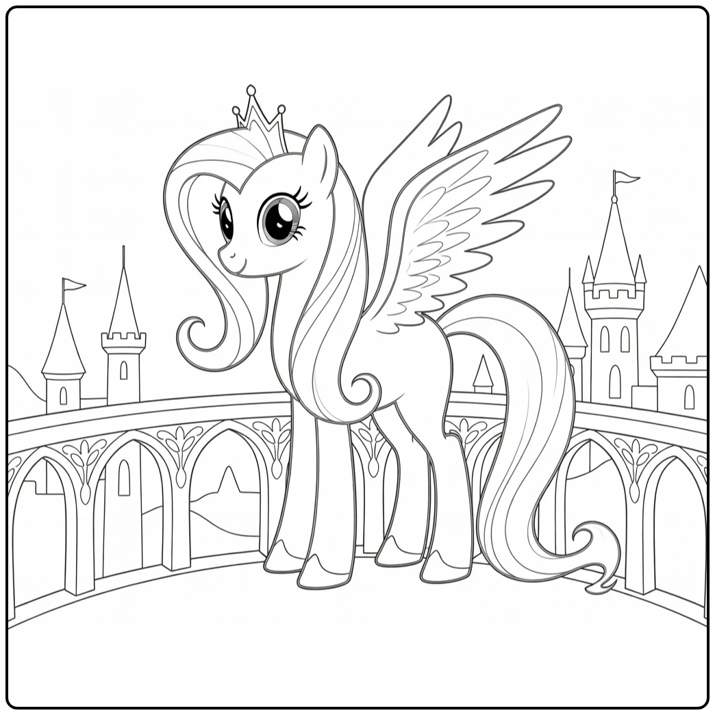 kleurplaat my little pony princess fluttershy op balkon