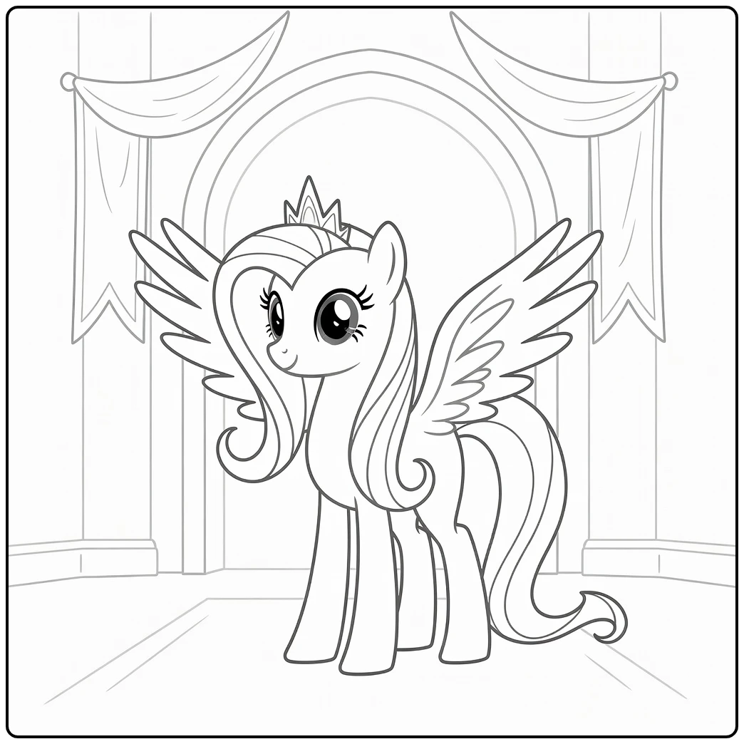 Kleurplaat my little pony princess fluttershy in ceremonie