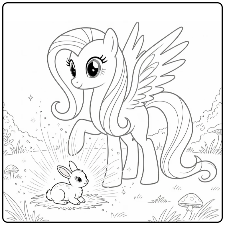 kleurplaat my little pony princess fluttershy geneest bosdier