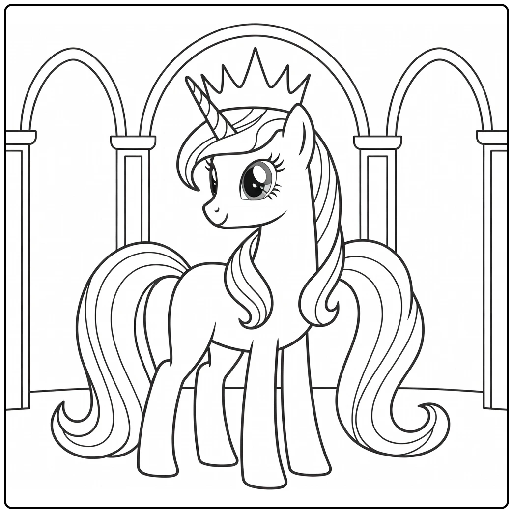 kleurplaat my little pony prinses celestia in kroningszaal