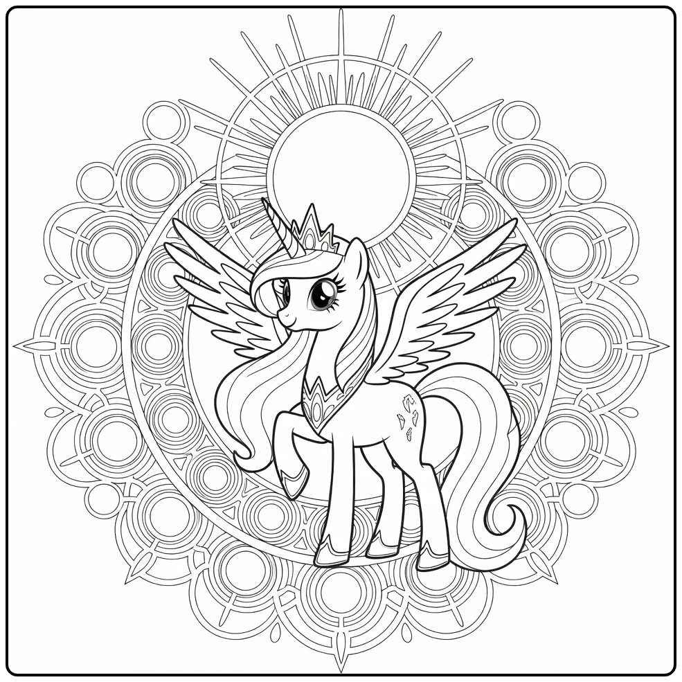 kleurplaat my little pony prinses celestia zonritueel magie