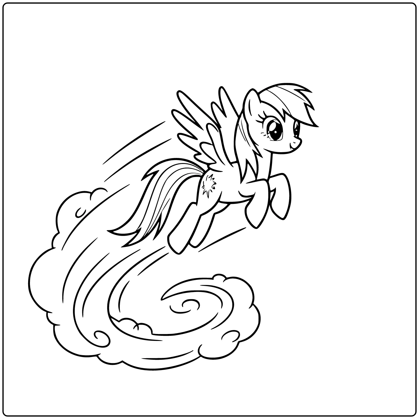 kleurplaat my little pony rainbow dash sonische knal vlucht