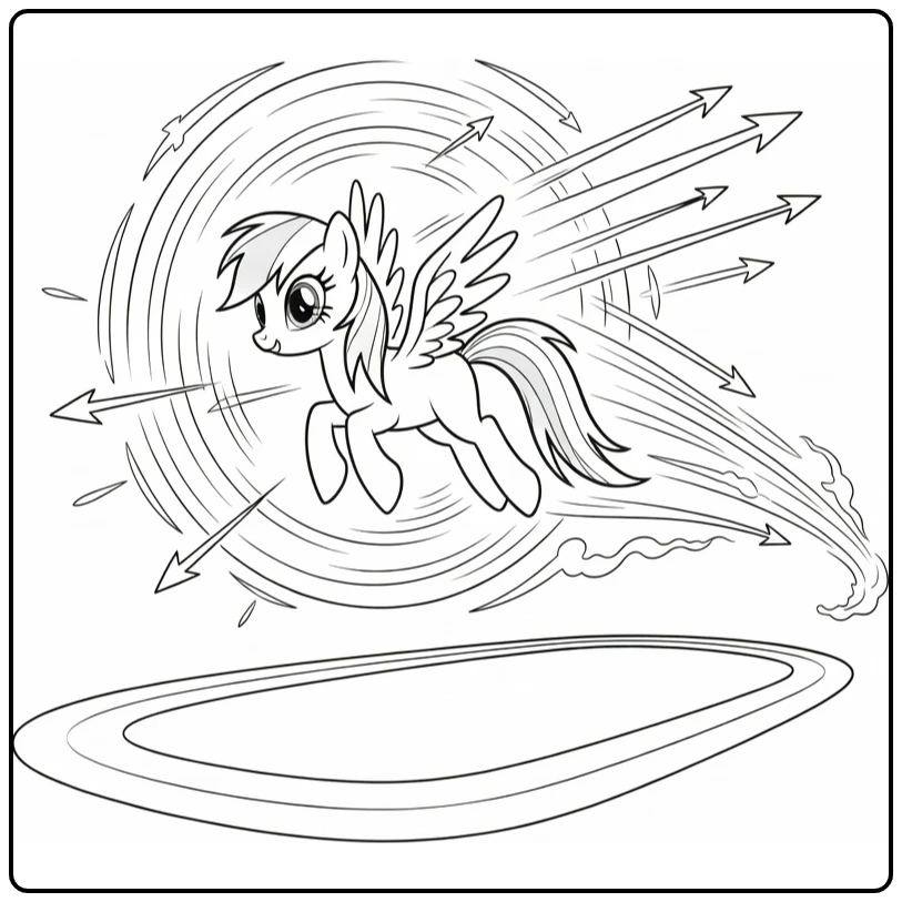kleurplaat my little pony rainbow dash sonic boom racebaan hemel