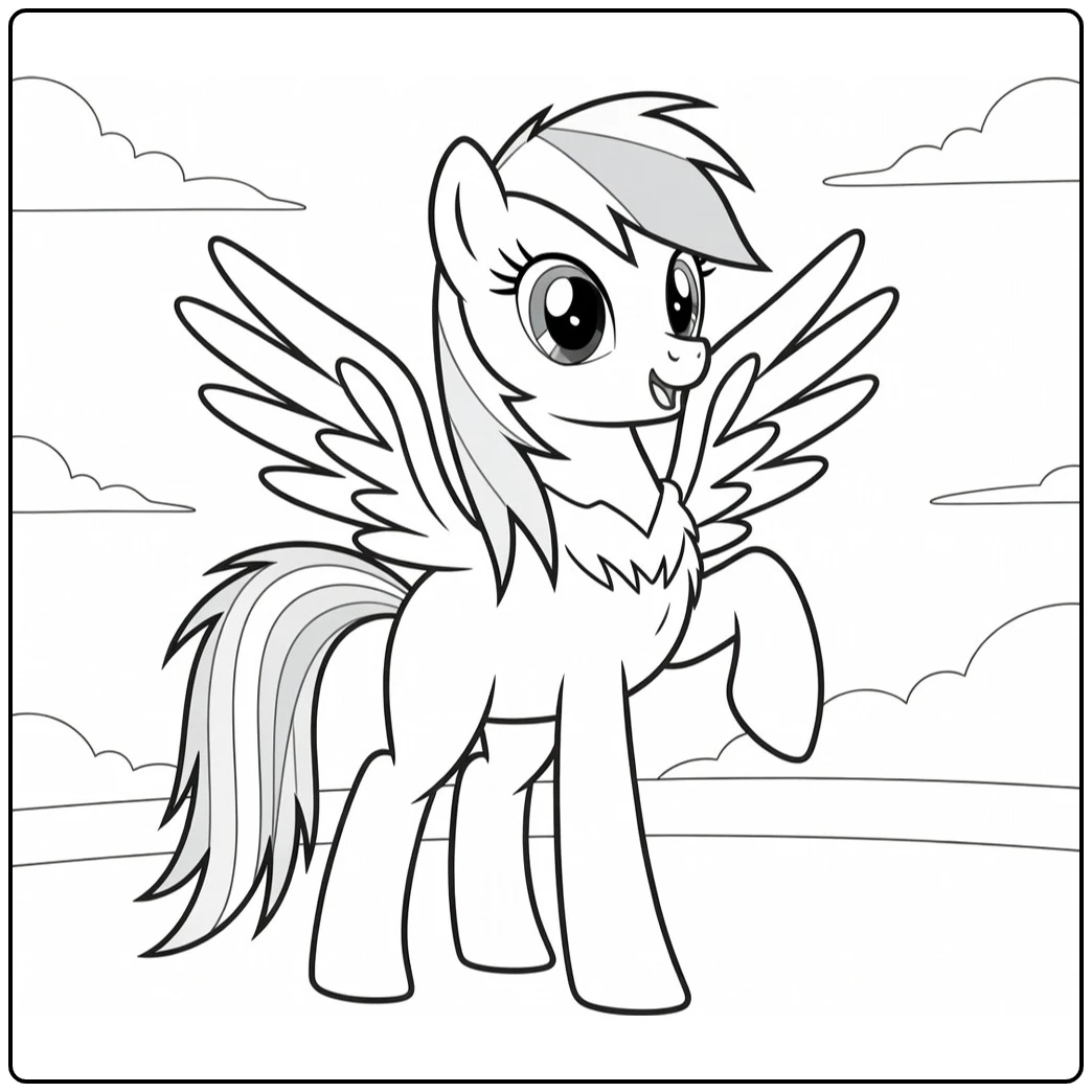 kleurplaat my little pony rainbow dash in Wonderbolts pak