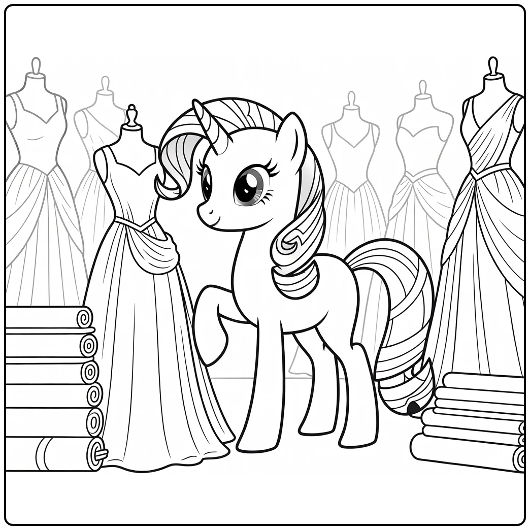 kleurplaat my little pony rarity ontwerpt elegante jurken