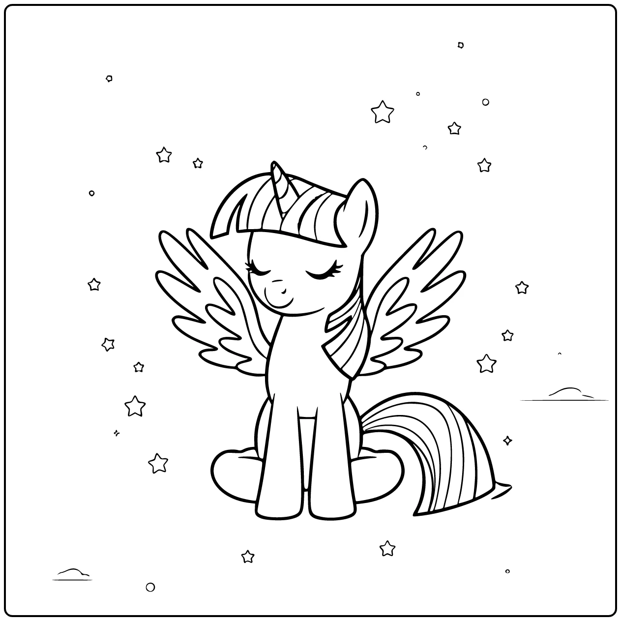 kleurplaat my little pony twilight sparkle mediteert sereen