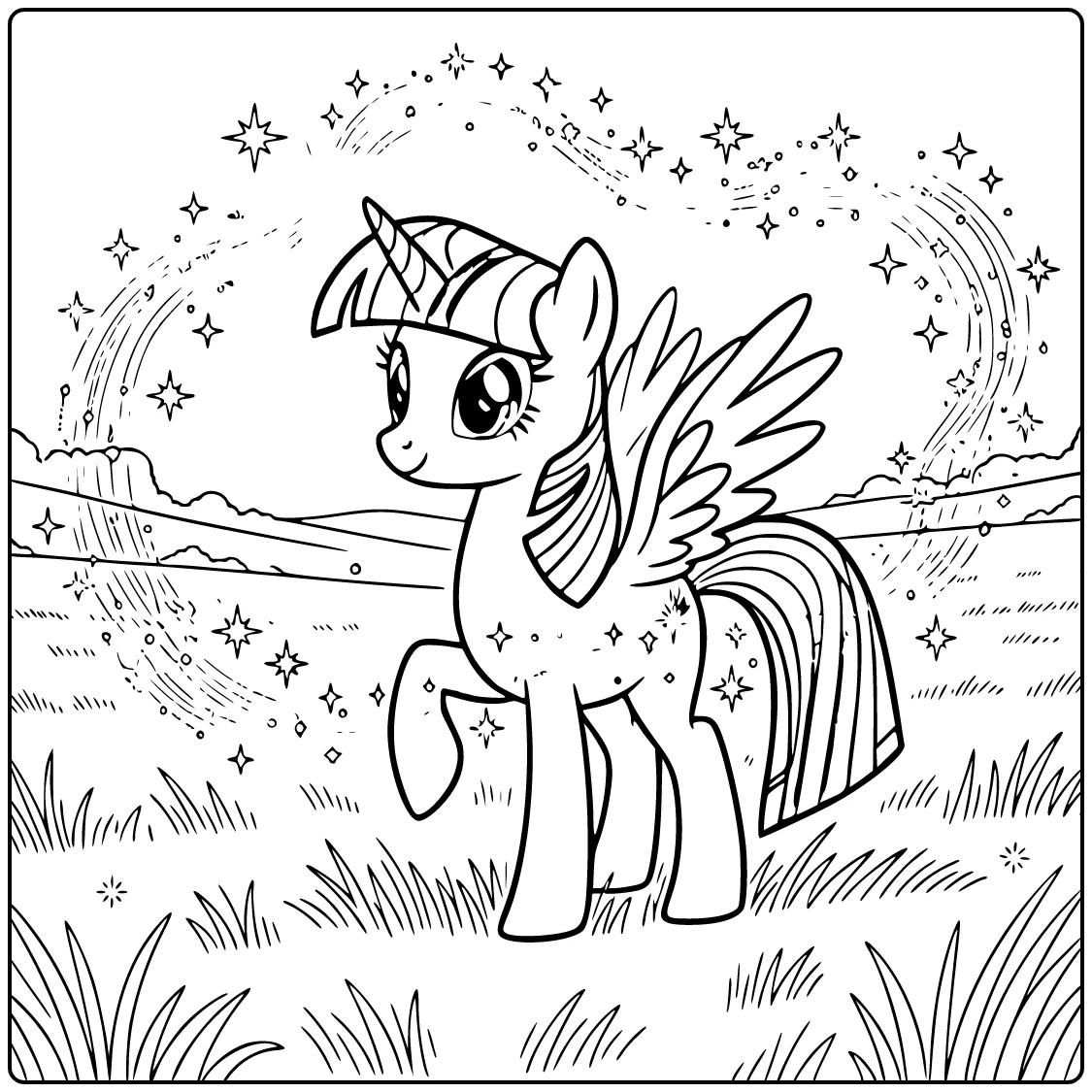 kleurplaat my little pony twilight sparkle tovert spreuk