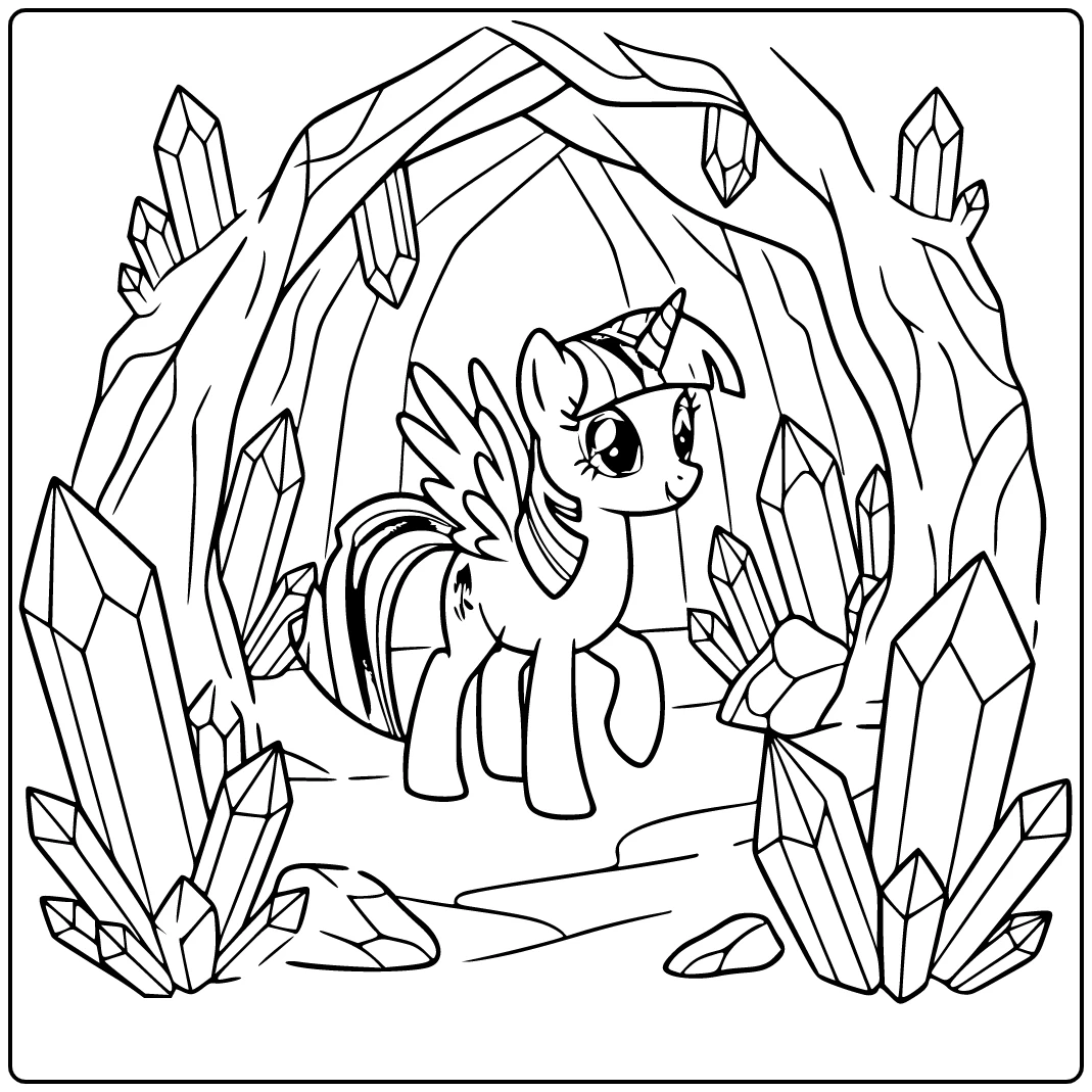 kleurplaat my little pony twilight sparkle in een kristalgrot