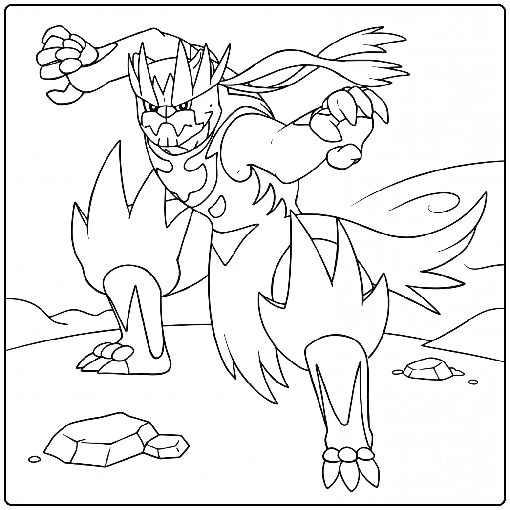 Kubfu Kleurplaat: woeste Pokémon in dynamische vechtpose