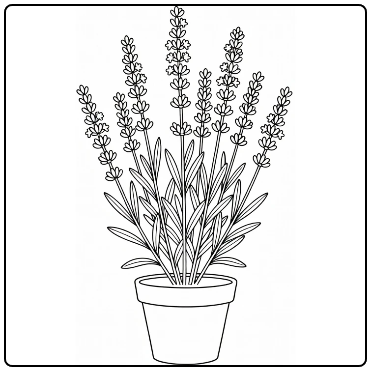 lavendel kleurplaat enkele lavendel in kleipot