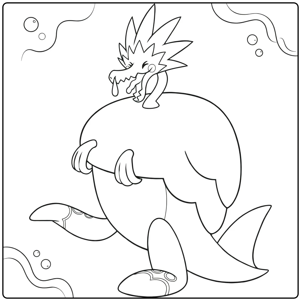 Arctozolt Kleurplaat Pokémon - Dinosaurus op walvislichaam