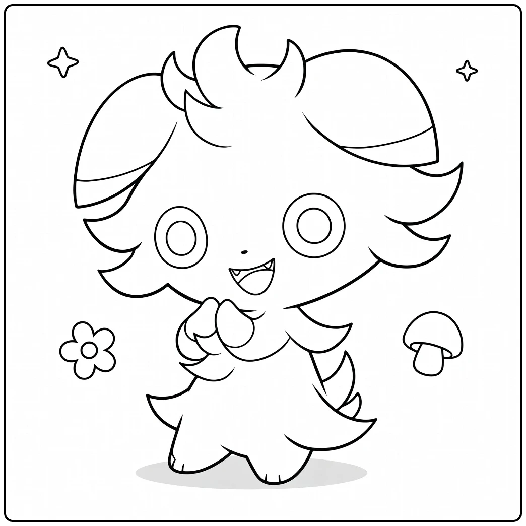 Espurr Kleurplaat schattig met sterren bloem paddo