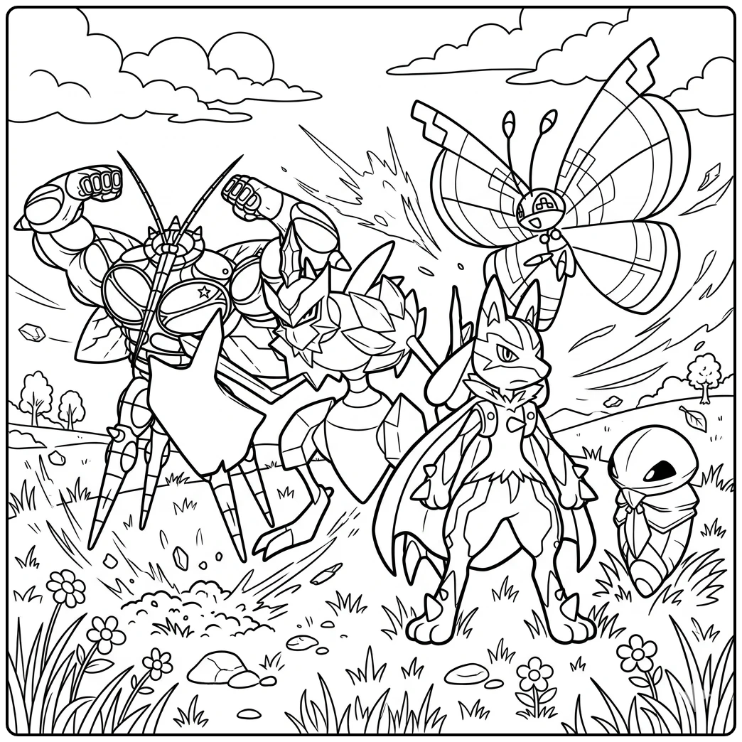 Insect pokemon kleurplaat voor kids - printbaar en leuk