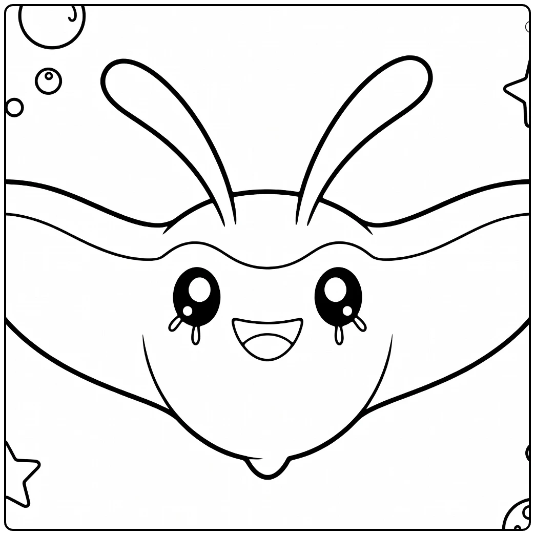 Mantyke Kleurplaat: schattige Pokémon met grote ogen en bubbels