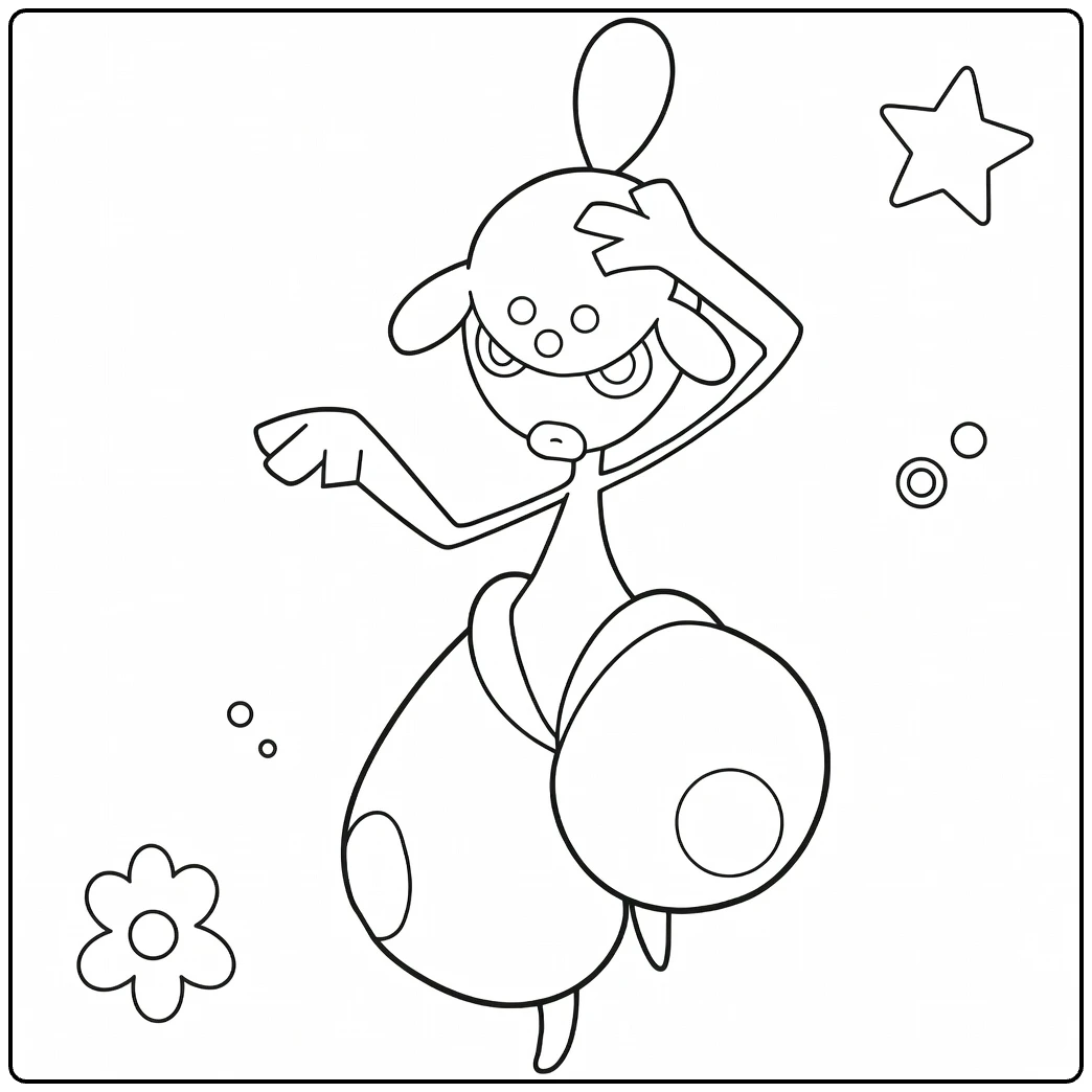 Medicham Kleurplaat Pokémon in dynamische pose
