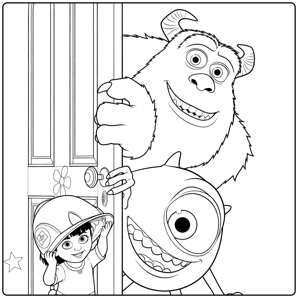 Monsters En Co Kleurplaat Sulley Boo Mike deur