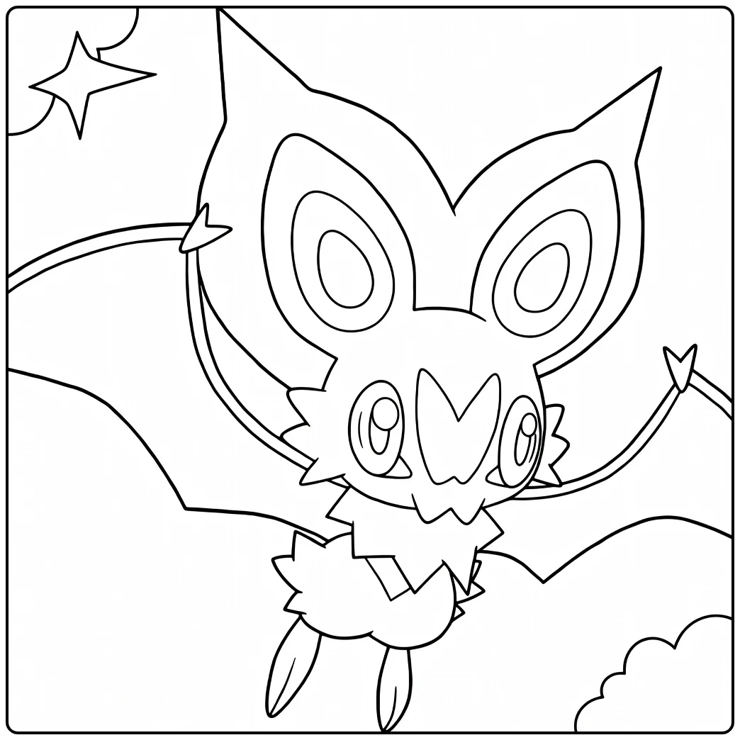 Noibat Kleurplaat - Vliegende vleermuis Pokémon te kleuren