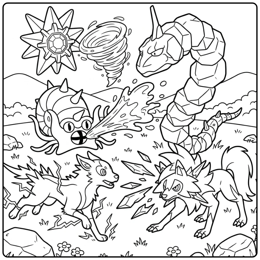 Rots pokemon kleurplaat voor kids om in te kleuren