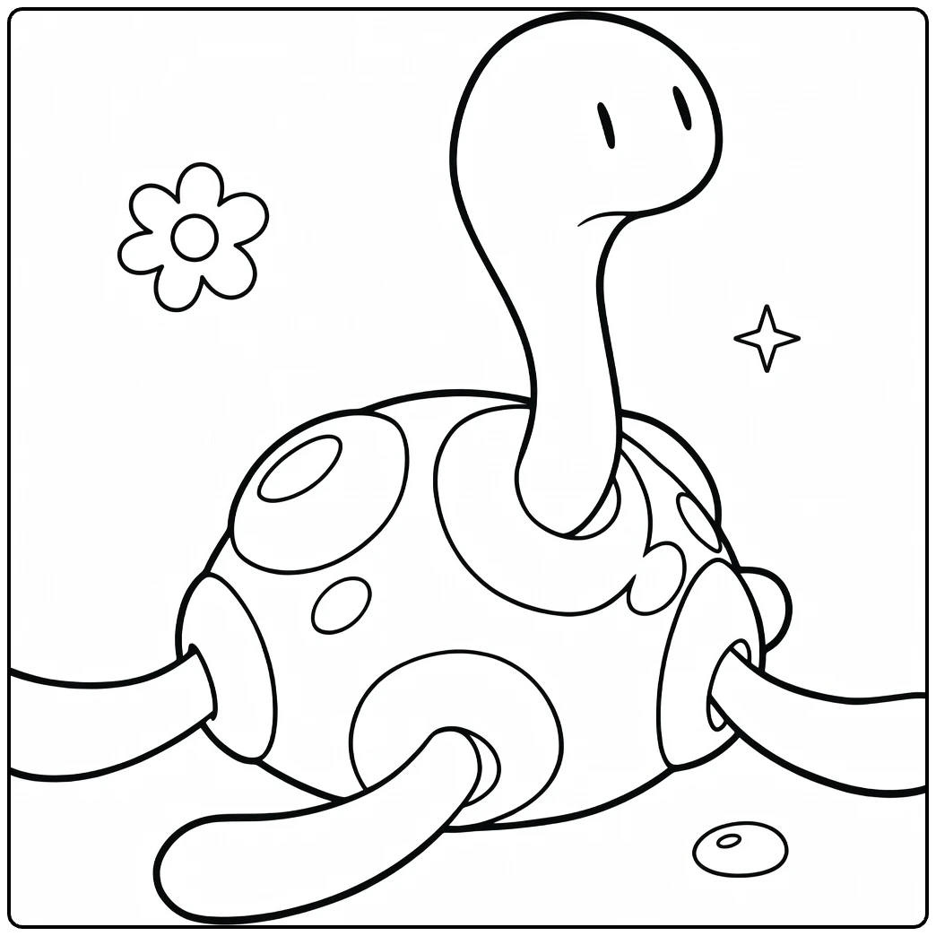 Shuckle kleurplaat met bloemen en sterretjes