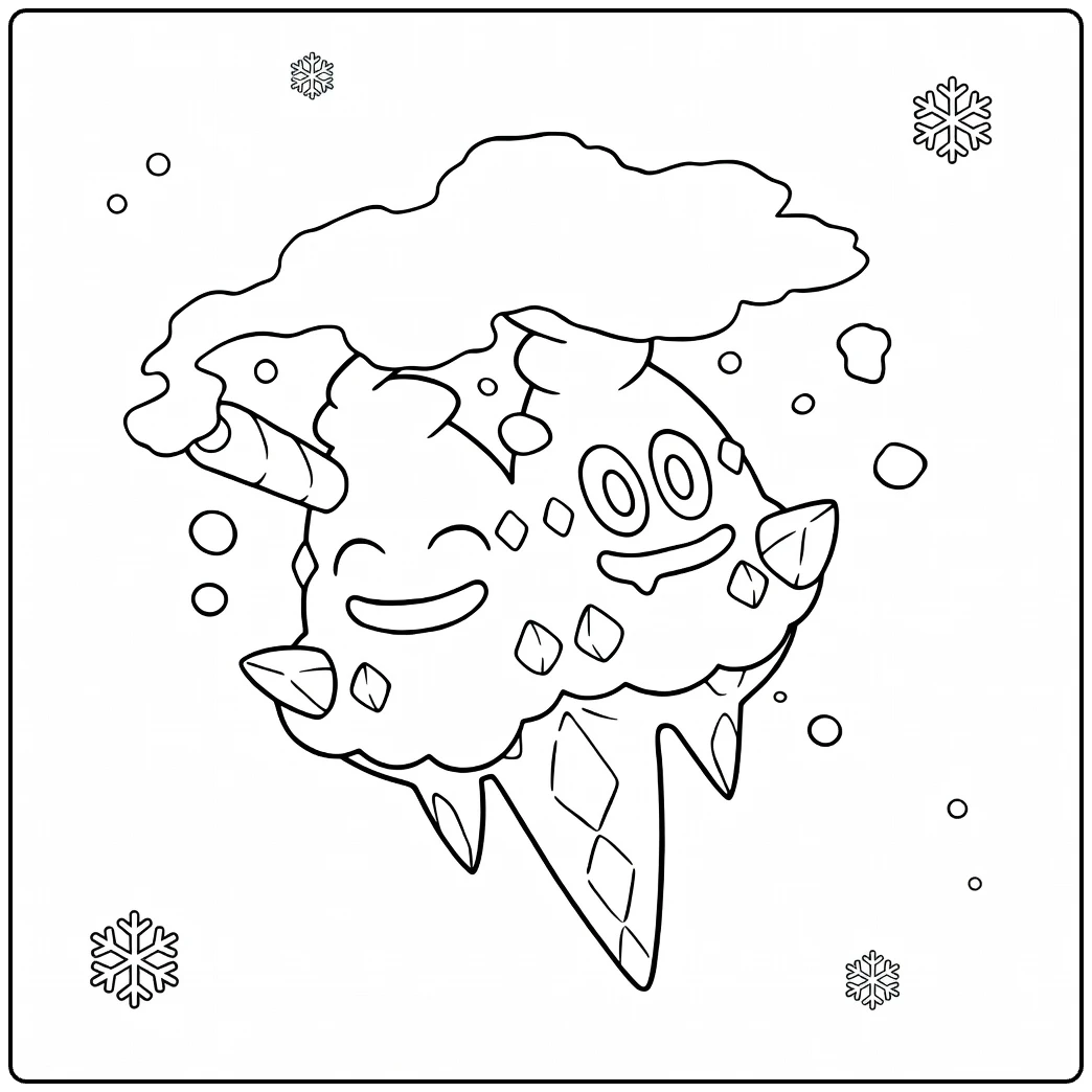 Vanilluxe Pokémon kleurplaat met sneeuw en ijs