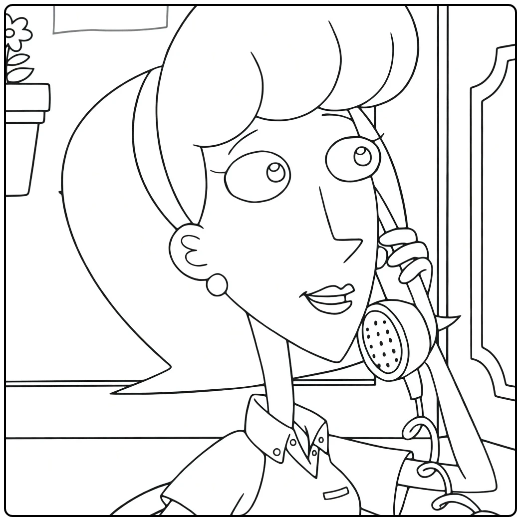 Linda Flynn-Fletcher Kleurpaat vrouw aan de telefoon