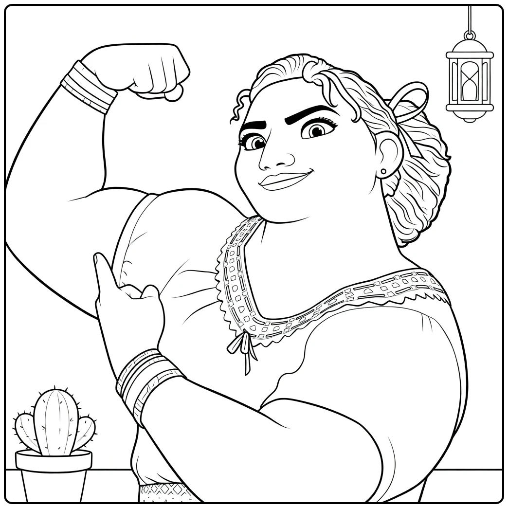 Luisa Madrigal Kleurplaat gespierde vrouw flex biceps vuist