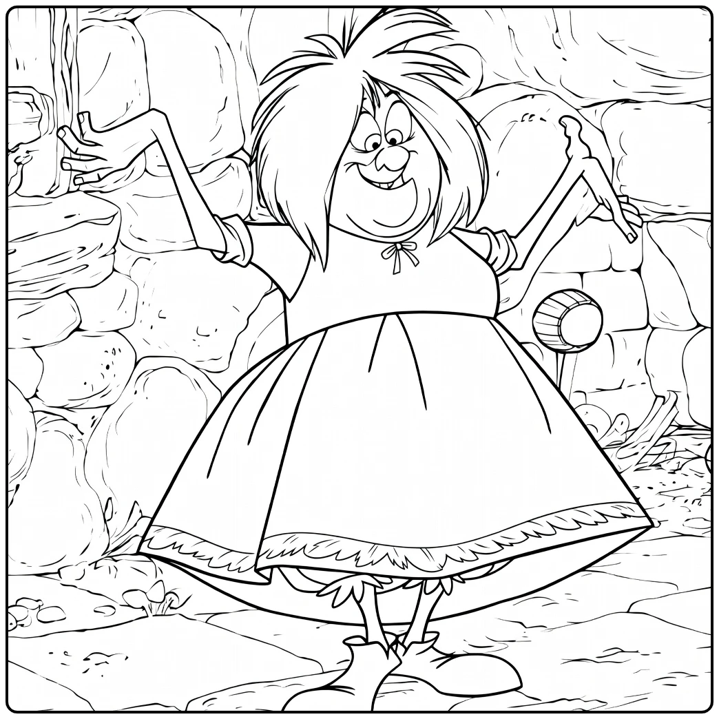 Madam Mim Kleurplaat van de heks met wilde haren