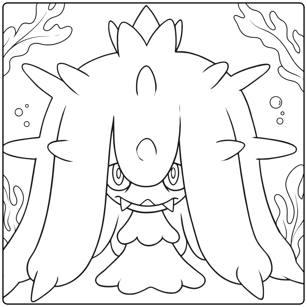 Mareanie Kleurplaat: zeester Pokémon met kroon te kleuren