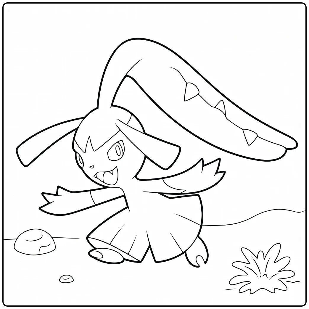 Mawile Kleurplaat Pokémon in dynamische pose te kleuren